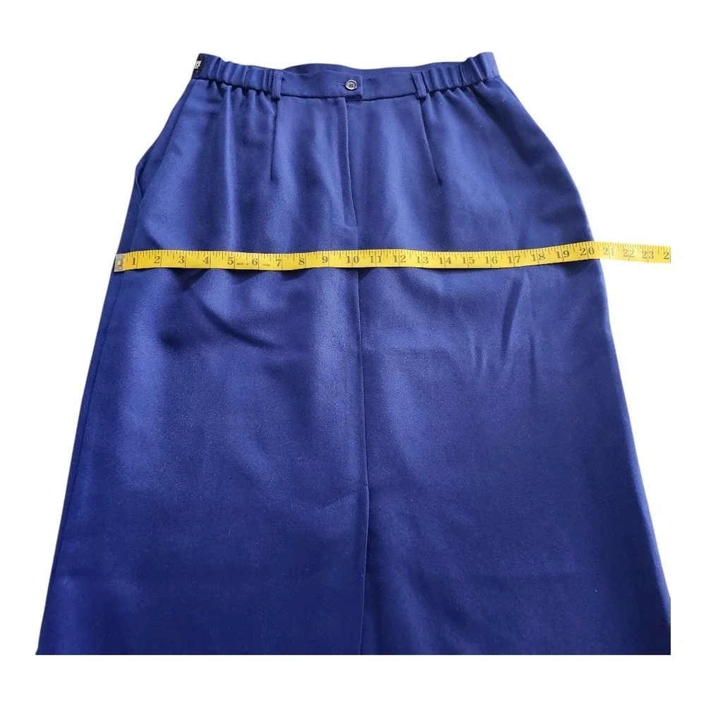 NWT Koret Blue Wool Blend Skirt Woman's Size 12 Vintage Pockets‎ Made USA  Lined